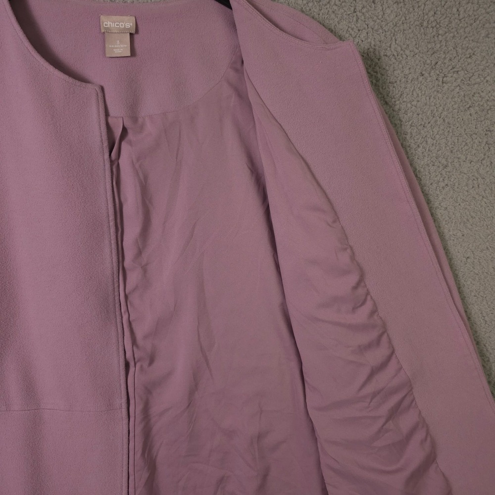 Chicos Jacket Womens 3 US 16 18 Purple Open Collarless Car Coat Lined Blazer - Picture 11 of 14